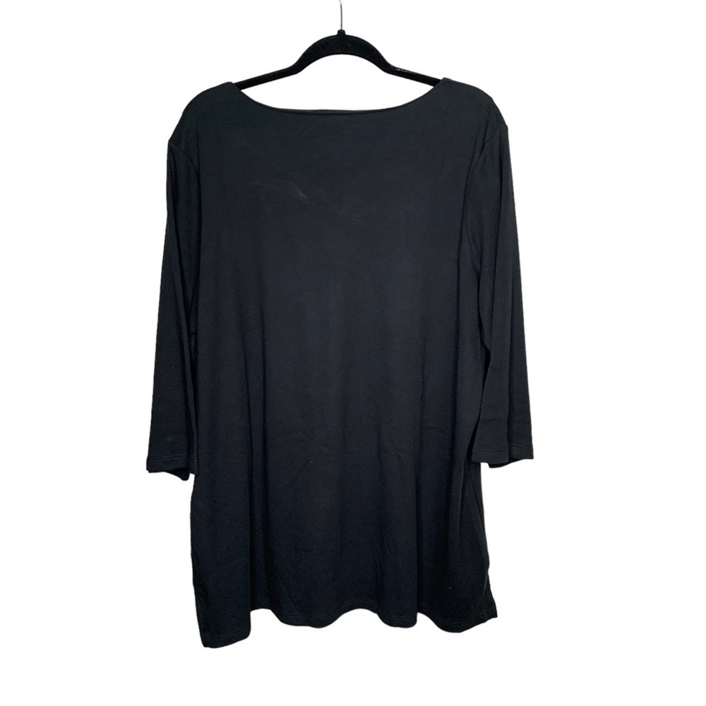 New Quaker Factory Iridescent Sequin Blouse 1X Black 3/4 Sleeve BNWOT - Picture 5 of 5